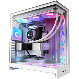 Корпус NZXT H9 Flow RGB+ (CM-H92FW-P1) без БП (2025), Midi-Tower, TG, 6x140mm + 1x120mm RGB, 2xUSB-A 3.2 1xUSB-C E-ATX, ATX, mITX White   Корпус NZXT H9 Flow RGB+ (CM-H92FW-P1) без БП (2025), Midi-Tower, TG, 6x140mm + 1x120mm RGB, 2xUSB-A 3.2 1xUSB-C E-ATX, ATX, mITX White