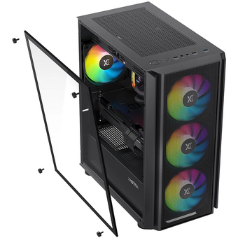  Корпус XASTRA A402M 4ARGB-C6 Black (A402M-4FC12A-BK-C6) mATX/Mesh/full-size TG/ 4x120mm ARGB PWM fans/Argb+PWM HUB 6port 