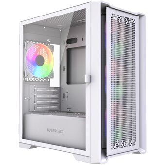  Корпус Powercase ByteFlow Micro White LE (CAMBFW-A4-LE), Tempered Glass, 4х 120mm ARGB PWM fans, белый, mATX 