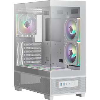  Корпус XASTRA Q500 6ARGB-C10-UC White (Q500-6FM12A-C10-UC-WH) ATX/Aquarium/Screewless/ 6x120mm ARGB PWM FM fans/Argb+PWM HUB 10port/ Type-C 