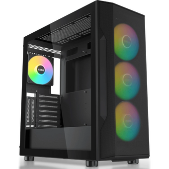  Корпус SAMA S40 Black (S40-BKAPA4X1-GL) без БП, Midi-Tower, TG, 4x120mm ARGB, 2xUSB 3.0 + 1xUSB 3.1 Type-C, ATX, mITX 