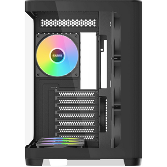  Корпус SAMA V60 Black (V60-BKADA7X1-GL) без БП, Midi-Tower, TG, 7x120mm ARGB, 2xUSB 3.0 + 1xUSB 3.1 Type-C, ATX, mITX 