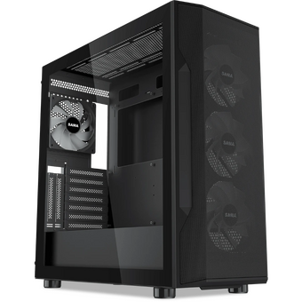  Корпус SAMA S40 Black (S40-BKAPA4X1-GL) без БП, Midi-Tower, TG, 4x120mm ARGB, 2xUSB 3.0 + 1xUSB 3.1 Type-C, ATX, mITX 