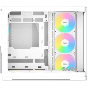  Корпус SAMA V60 White (V60-WHADA7X1-GL) без БП, Midi-Tower, TG, 7x120mm ARGB, 2xUSB 3.0 + 1xUSB 3.1 Type-C, ATX, mITX 