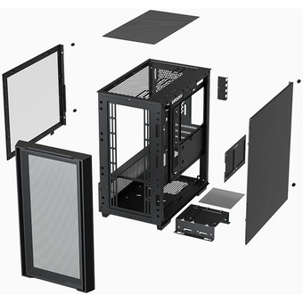  Корпус XASTRA A400M 0F Black (A400M-0F) mATX/Mesh/Screwless TG+Mesh/ no fans 