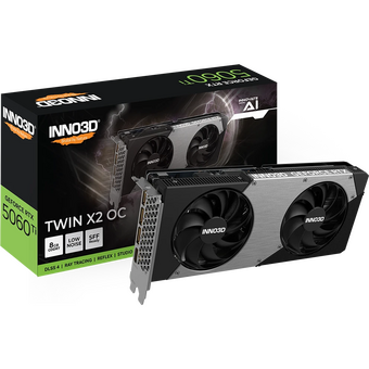  Видеокарта INNO3D RTX 5060 Ti Twin X2 OC (N506T2-08D7X-193075N)/RTX5060Ti, HDMI, DP*3, 8G,D7 