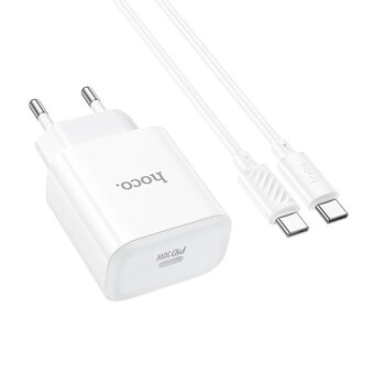 УЦ СЗУ HOCO C76A Pro Majestic single port PD30W charger set Type-C to Type-C белые (ПУ) 