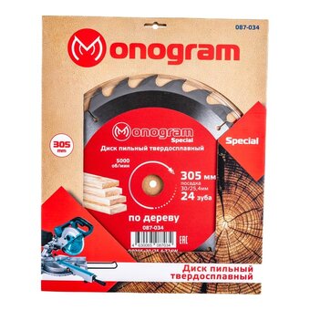  Диск пильный по дереву Monogram 087-034 d-305мм dпосад-30мм циркулярные пилы (упак 1шт) 