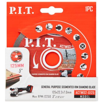  Диск алмазный P.I.T. ACTW02-G125 отрезной (сегментированный) 125x22,2x1,4 мм 