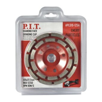  Чашка алмазная шлифовальная двухрядная P.I.T. APLS19-125A 125x222мм 