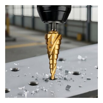  Сверло ступенчатое по металлу Deli DH-JTZ020-E1 4-20мм, HSS 4341 спиральная канавка, шестигранный хвостовик 