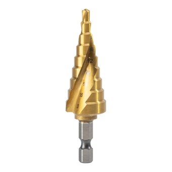  Сверло ступенчатое по металлу Deli DH-JTZ020-E1 4-20мм, HSS 4341 спиральная канавка, шестигранный хвостовик 