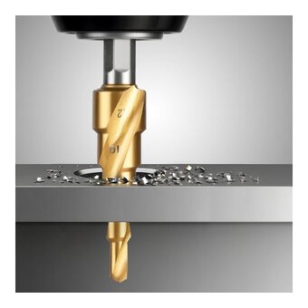  Сверло ступенчатое по металлу Deli DH-JTZ012-E1 4-12мм, HSS 4341 спиральная канавка, шестигранный хвостовик 