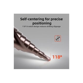  Сверло ступенчатое по металлу Deli DH-JTZ020-E3 4-20мм, HSS M35, спиральная канавка, шестигранный хвостовик 