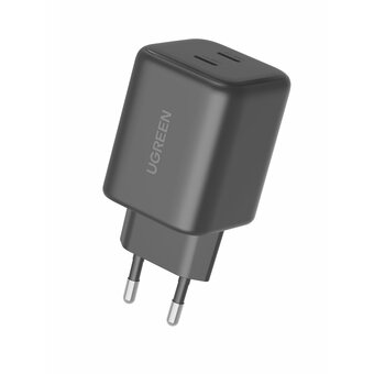  Сетевое зарядное устройство UGREEN X526 (65058) 45W Dual USB-C GaN Fast Charger EU черный 