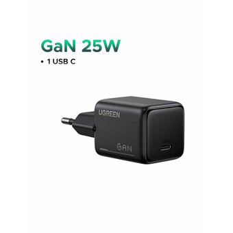  Сетевое зарядное устройство UGREEN X517 (65736) 25W USB-C GaN Fast Charger EU черный 