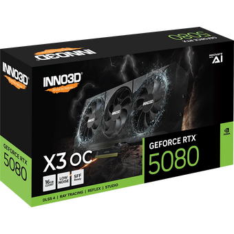  Видеокарта INNO3D RTX 5080 X3 OC (N50803-16D7X-17603930)//RTX5080, HDMI, DP*3, 16G,D7 