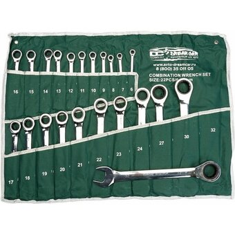  Набор ключей накидных Dreamcar DC-000-0694148 зеленый 22шт 