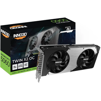  Видеокарта INNO3D RTX5060 Twin X2 ОС 8GB (N50602-08D7X-195070N) GDDR7 128bit 3xDP HDMI 2Fan RTL 