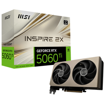  Видеокарта MSI RTX5060Ti Inspire 2X 16GB (RTX 5060 Ti 16G Inspire 2X) GDDR7 128bit 3xDP HDMI 2Fan RTL 
