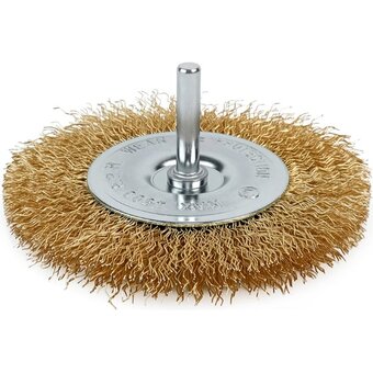  Щетка дисковая прямая для дрели Deli DH-GSS100-E4 100мм, латунированная, толщина проволоки 0,3мм, хвостовик 6мм, макс 4500об/мин 