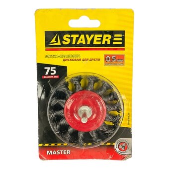  Щетка дисковая по дереву/металлу Stayer 35115-075_z01 d-75мм d(посад.)-6мм (дрели) 