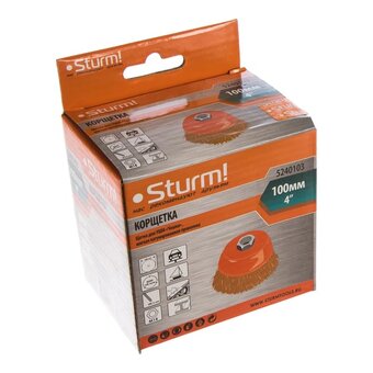  Корщетка-насадка Sturm! 5240103 для УШМ чашка М14, D100мм, латунир. волнистая пров 