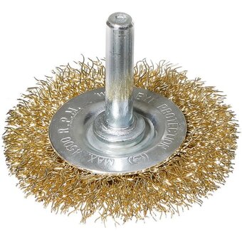  Щетка дисковая прямая для дрели Deli DH-GSS075-E4 75мм, латунированная, толщина проволоки 0,3мм, хвостовик 6мм, макс 4500об/мин 