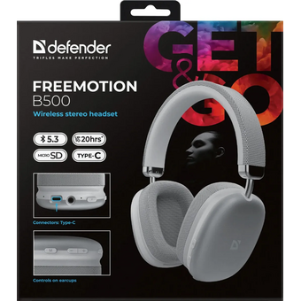 Беспроводная гарнитура DEFENDER FreeMotion B500 серебряный 63503 