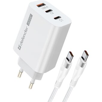  Сетевое ЗУ Defender UPС-60 (83681) 65W, USB A+C+С, кабель Type-C 