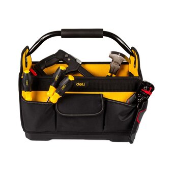  Сумка для инструментов каркасная с жестким пластиковым дном Deli DL586111 7 карманов, без плечевого ремня, ткань Оксфорд 600D 