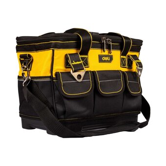  Сумка для инструментов каркасная с жестким пластиковым дном Deli DL586112 14 карманов, плечевой ремень, ткань Оксфорд 600D 