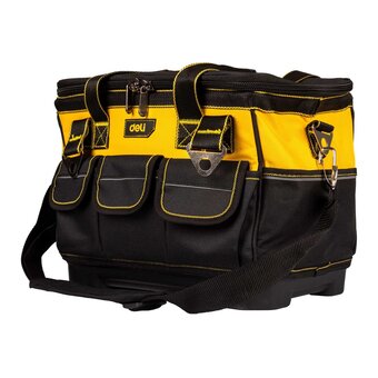  Сумка для инструментов каркасная с жестким пластиковым дном Deli DL586112 14 карманов, плечевой ремень, ткань Оксфорд 600D 