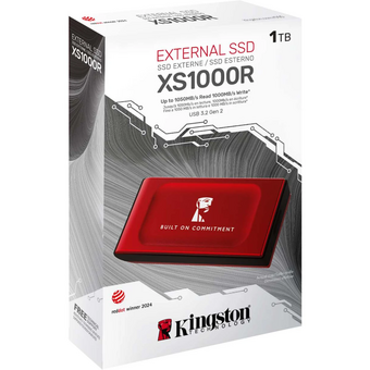  SSD Kingston XS1000R BOC (SXS1000R/1000GA) 1TB, V-NAND, USB 3.2 Gen 2х2 Type-C R/W - 1050/1000 MB/s красный 