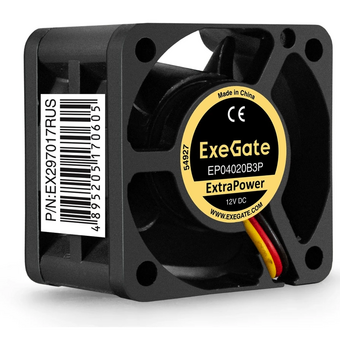  Вентилятор Exegate ExtraPower EP04020B3P EX297017RUS 12В DC (40x40x20 мм, 2-Ball (двойной шарикоподшипник), 3pin, 7000RPM, 32dBA) 