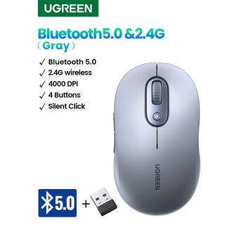  Мышка UGREEN M556 (75129) Multi-mode Wireless Mouse BT GHz серый 