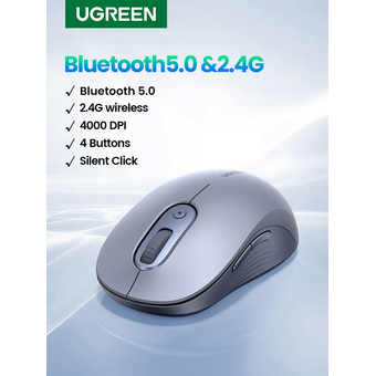  Мышка UGREEN M556 (75129) Multi-mode Wireless Mouse BT GHz серый 