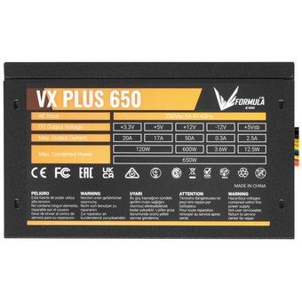 Блок питания Formula VX Plus 650, 650W, Ret, ATX v2.3, 20+4P, 4+4P, 2xPCIe 6+2P, 4xSATA, 3xPATA, 1xFDD, 12cm   Блок питания Formula VX Plus 650, 650W, Ret, ATX v2.3, 20+4P, 4+4P, 2xPCIe 6+2P, 4xSATA, 3xPATA, 1xFDD, 12cm