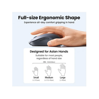  Мышка UGREEN M556 (75129) Multi-mode Wireless Mouse BT GHz серый 