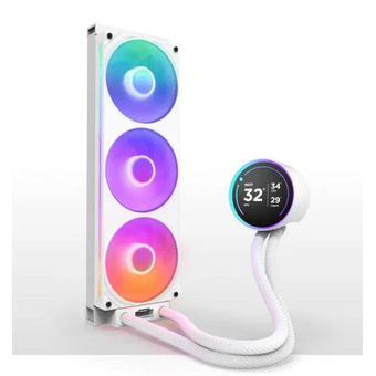 СВО NZXT Kraken Elite 420 RGB (RL-KR42E-W2) (350W, 420mm, LED temp., White/ Fans 3x140mm, 98.61C   СВО NZXT Kraken Elite 420 RGB (RL-KR42E-W2) (350W, 420mm, LED temp., White/ Fans 3x140mm, 98.61C