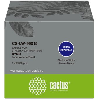  Этикетки Cactus CS-LW-99015 сег 70x54мм черный белый 320шт/рул Dymo Label Writer 450/4XL 