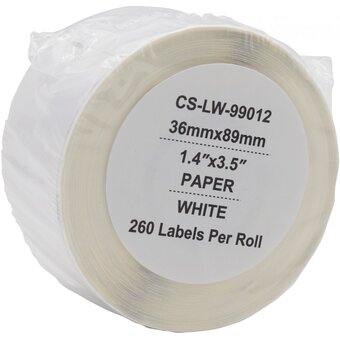  Этикетки Cactus CS-LW-99012 сег 89x36мм черный белый 260шт/рул Dymo Label Writer 450/4XL 