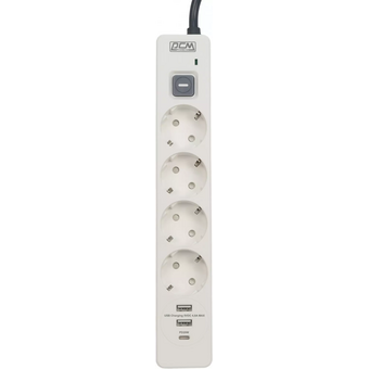  Сетевой фильтр Powercom SP-01 USB2A1CW 3,0М 3.0м (4 розетки) белый/серый 