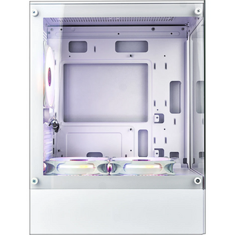  Корпус Ginzzu CL485 mATX Fan 3*12LD4 передняя панель cтекло белый 