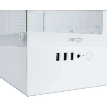  Корпус Ginzzu CL485 mATX Fan 3*12LD4 передняя панель cтекло белый 