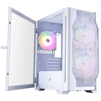  Корпус 1STPLAYER DK D4-M ARGB White (D4-M-WH-2F7-14-W-1F7-W) / mATX / 2x140mm 1x120mm ARGB fans 