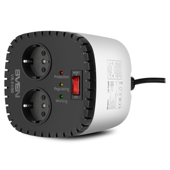  Стабилизатор напряжения SVEN VR-F600 (200Вт, Входное 170-285В, Вых 230, 2 *CEE7/4 розеток) 