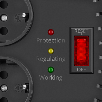  Стабилизатор напряжения SVEN VR-F600 (200Вт, Входное 170-285В, Вых 230, 2 *CEE7/4 розеток) 