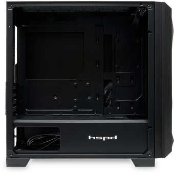  Корпус HSPD M340 (M340-TGBK), без БП, Mesh Mid Tower, Black, TG, 0.5 SPCC, no fans, mATX, mITX, 165/350/200mm, 2x2.5", 4xPCI, 1xUSB-A 3.0 