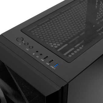  Корпус HSPD M340 (M340-TGBK), без БП, Mesh Mid Tower, Black, TG, 0.5 SPCC, no fans, mATX, mITX, 165/350/200mm, 2x2.5", 4xPCI, 1xUSB-A 3.0 